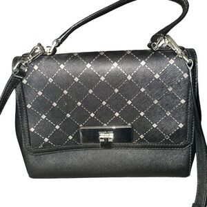 MICHAEL MICHAEL KORS Black Perforated Leather Callie Top Handle Crossbody Bag